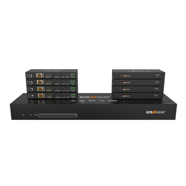 Bzbgear 1x8 4K UHD HDMI HDBaset Splitter/Distribution Amplifier over Category Cable Kit, Includes 8x RX BG-UDA-E18 - main